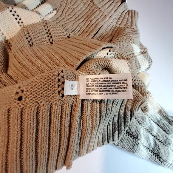 Plaid Mock Neck Sweater By A New Day In Taupe & Cream Acrylic/Cotton Blend Siz S - Picture 5 of 12